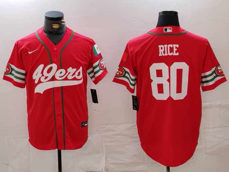 Men%27s San Francisco 49ers #80 Jerry Rice Red Mexico Cool Base Stitched Baseball Jersey